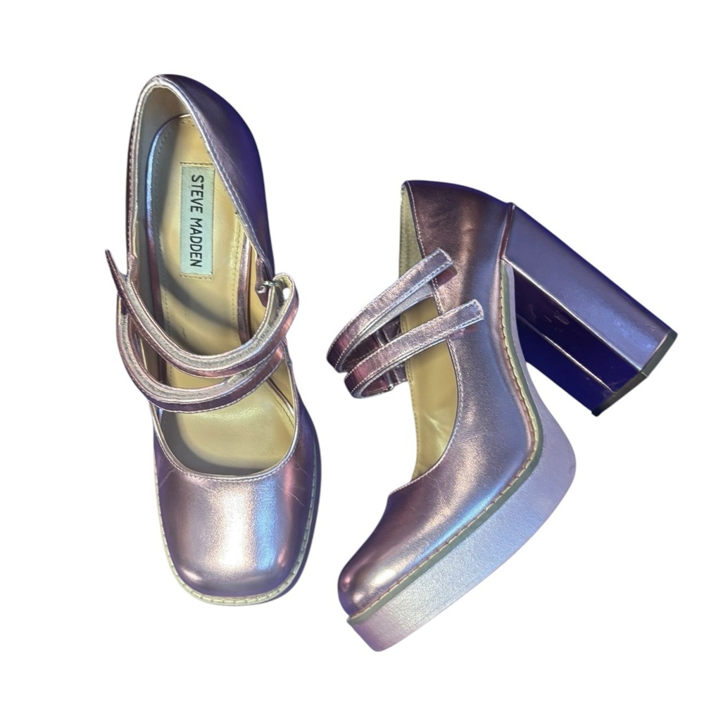 Steve Madden Iridescent Purple Platform Mary Jane Heels